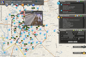 COBRA shows current traffic, rain gauges, weather, fire, police, and emergency management feeds on top of a basemap supplemented with local data. 