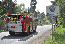 photo of a fire truck entering Covington, Washington