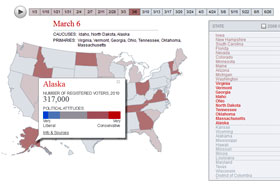 2012 Presidential Primary Election Calendar Map with Dates