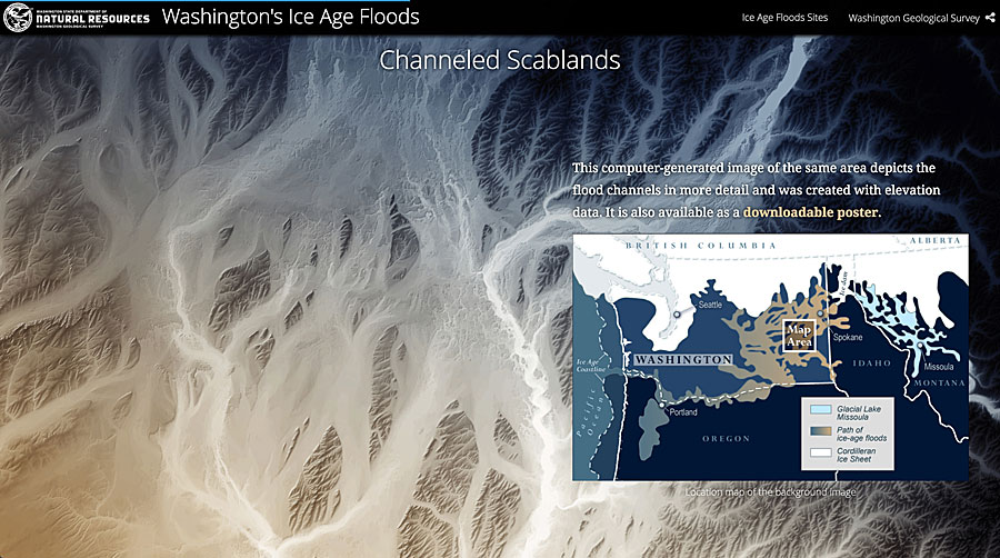 Daniel Coe delved into an interesting topic for his story map: flooding during the ice age that carved out unique features in the State of Washington.