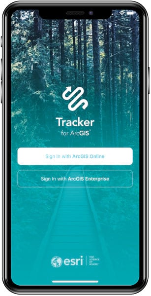 The sign-in screen for Tracker for ArcGIS shown on a smartphone