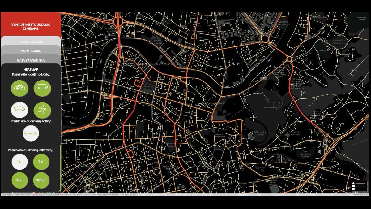 Map of Vilnius city mobility