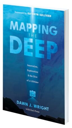 A blue book cover reads Mapping the Deep: Innovation, Exploration, and the Dive of a Lifetime.