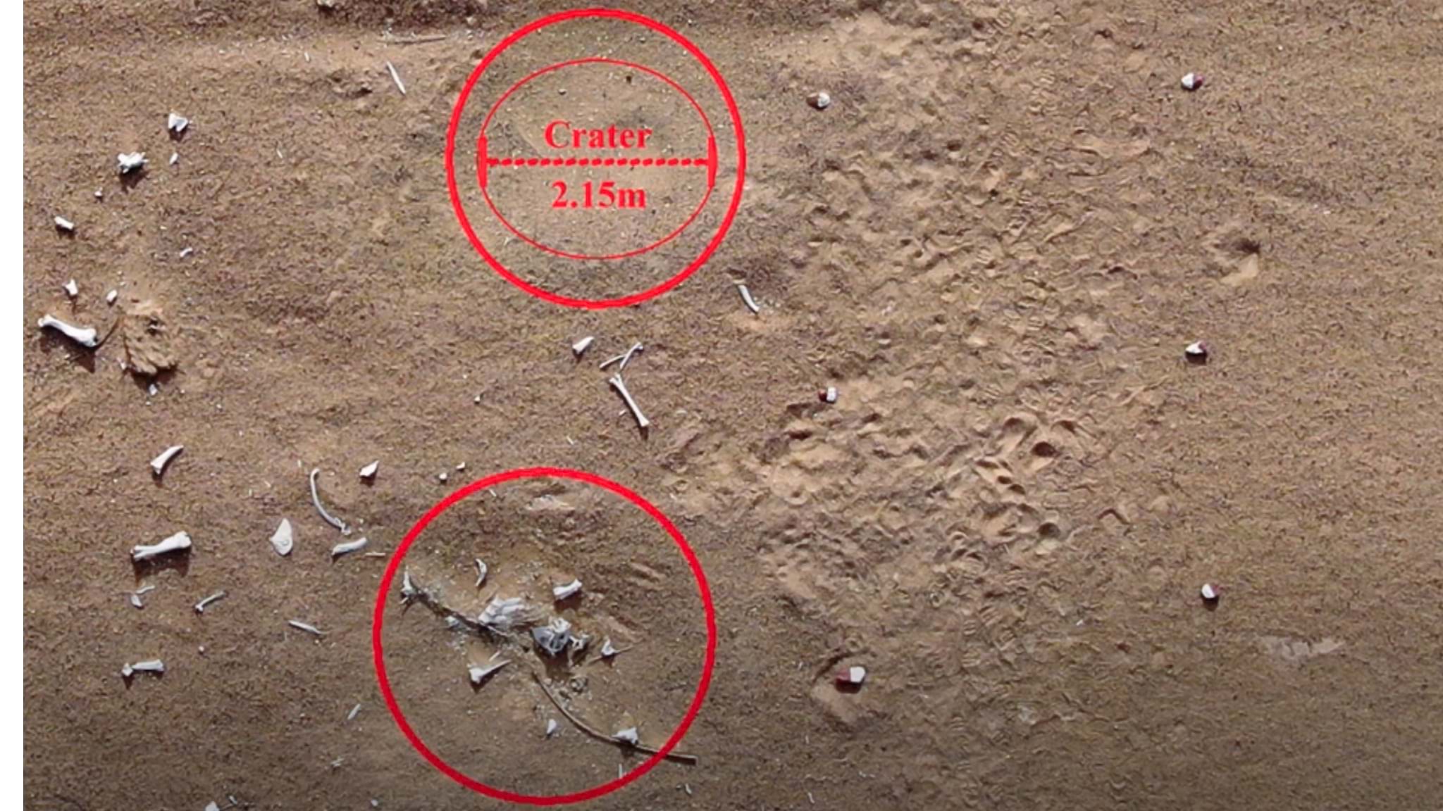 mine crater with measurements