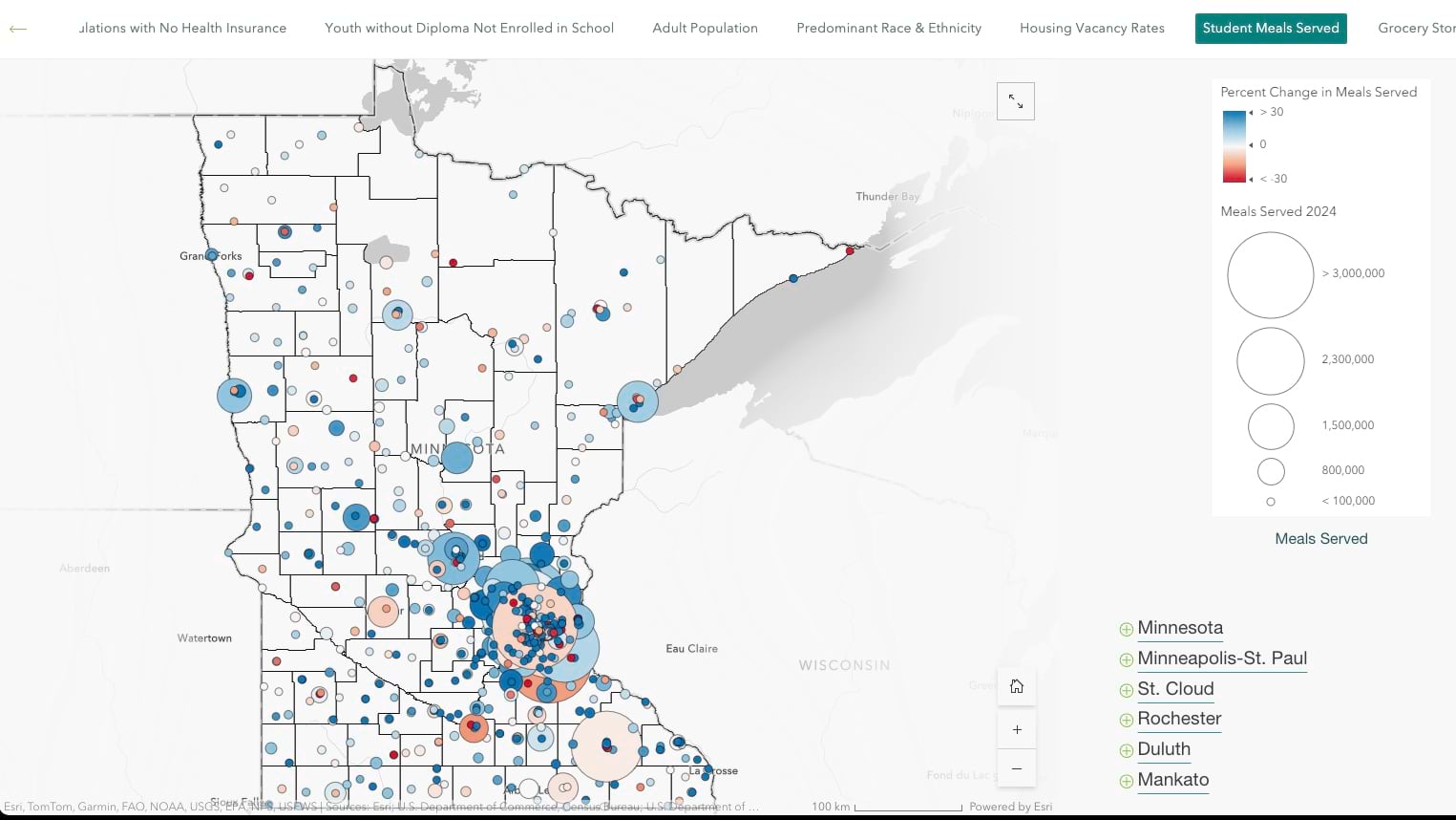 Map of student meals served