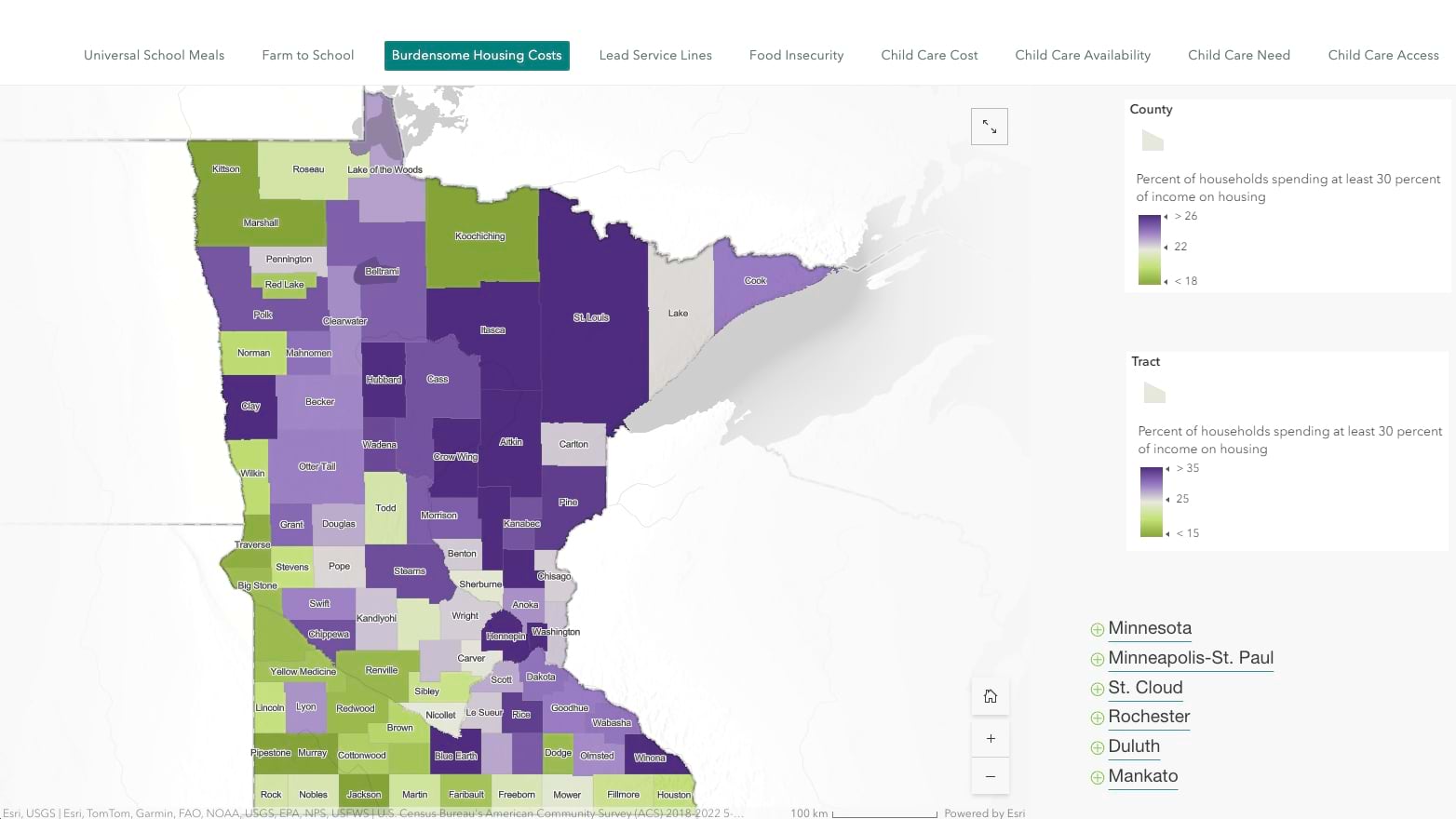 map of burdensome housing costs