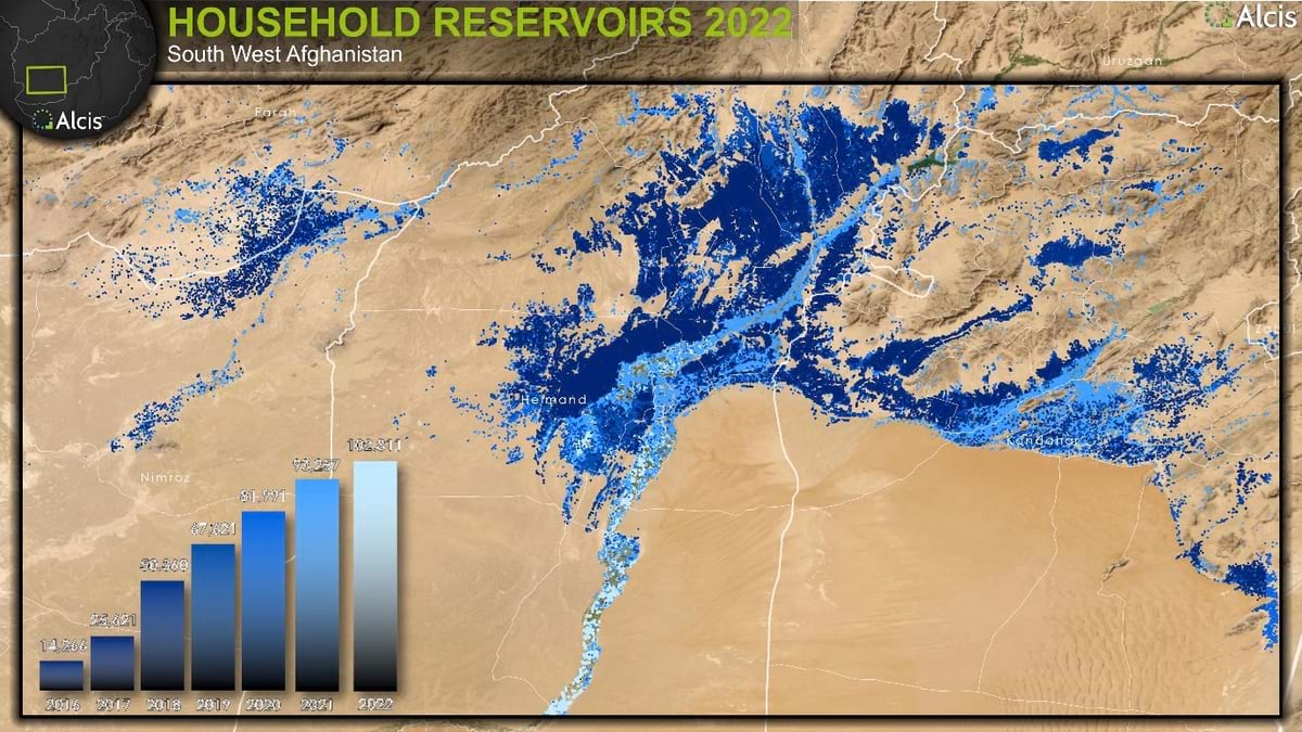 Household reservoirs map and graph of growth2022