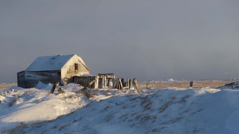 An old house no longer lived in near Point Hope, Alaska