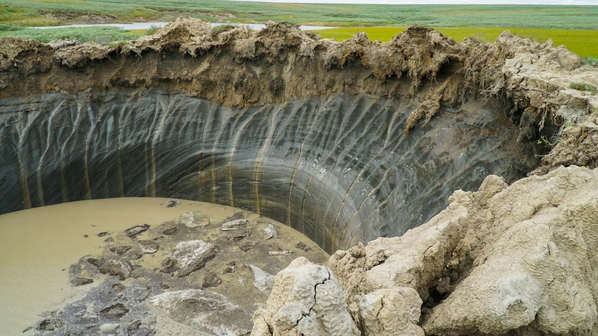 Permafrost crater in Russia