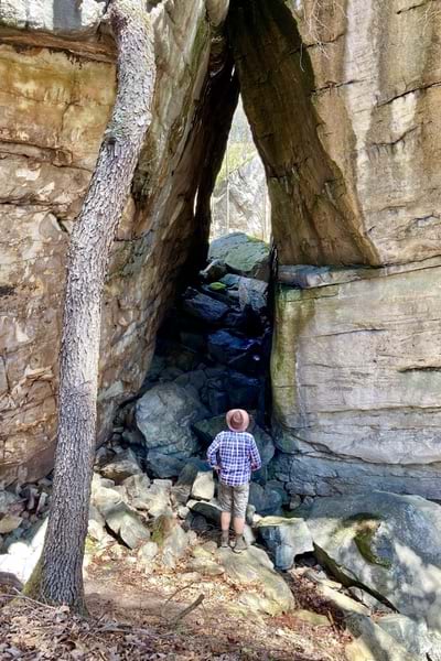 The opening between two boulders creates a feature known as the Needleseye, the namesake of a new park