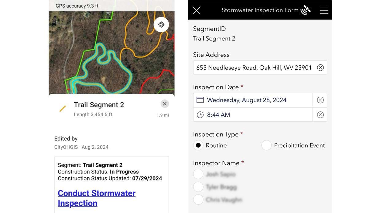 A mobile app that city employees use to inspect stormwater damage