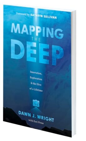 A blue book cover that says, Mapping the Deep: Innovation, Exploration, and the Dive of a Lifetime