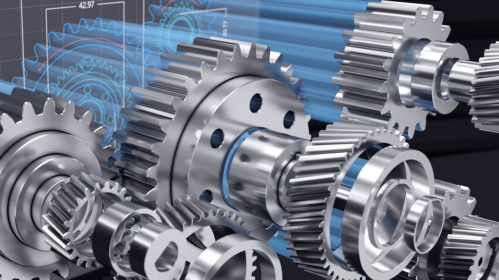 A series of gears represents the manufacturing enterprise.