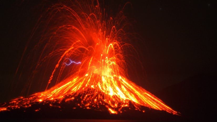 An erupting volcano