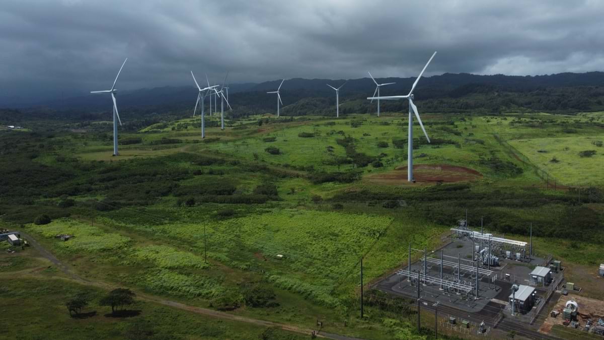 Electricity of wind power in Oahu