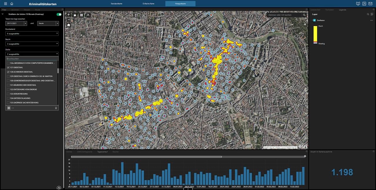 Map view of the Crime Atlas Austria