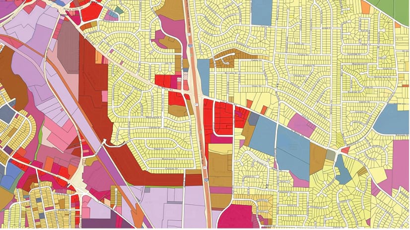 A multicolored streetmap