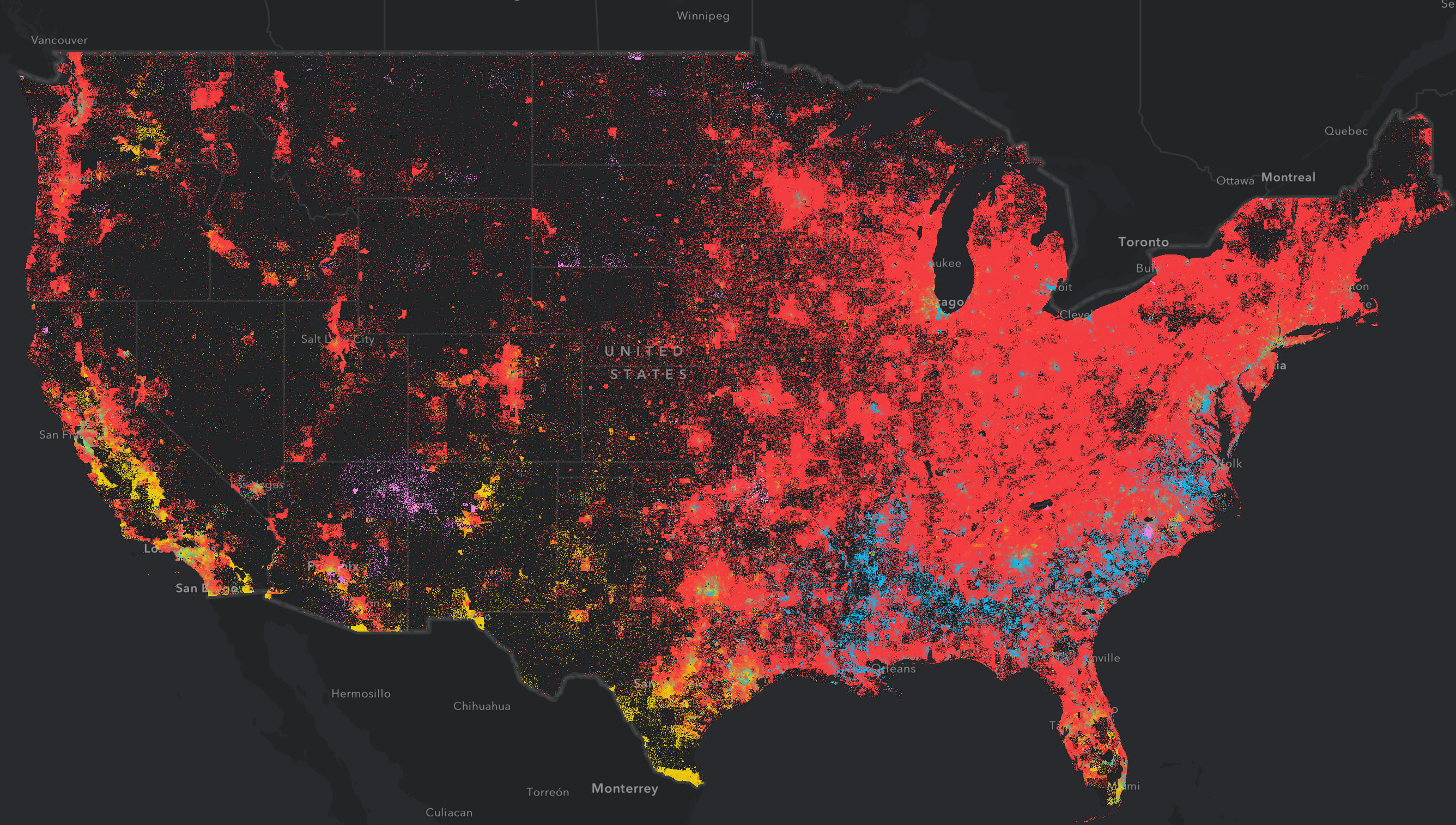 map of population density of us