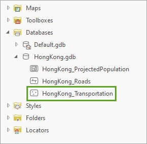 New feature class in the geodatabase