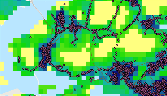 Map with raster data