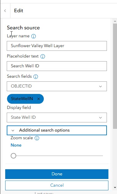 Feature search configurable options