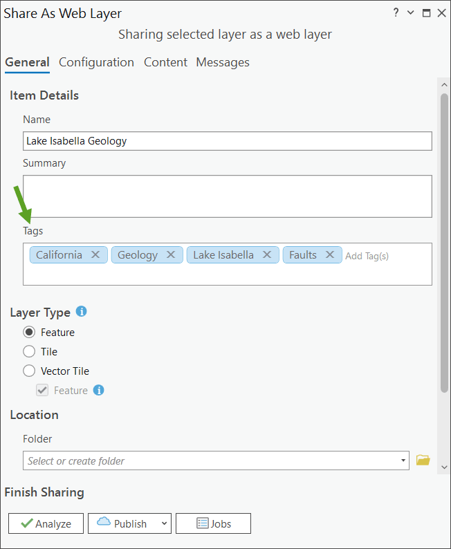 Tags from ArcGIS Pro