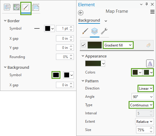 Gradient fill symbol properties