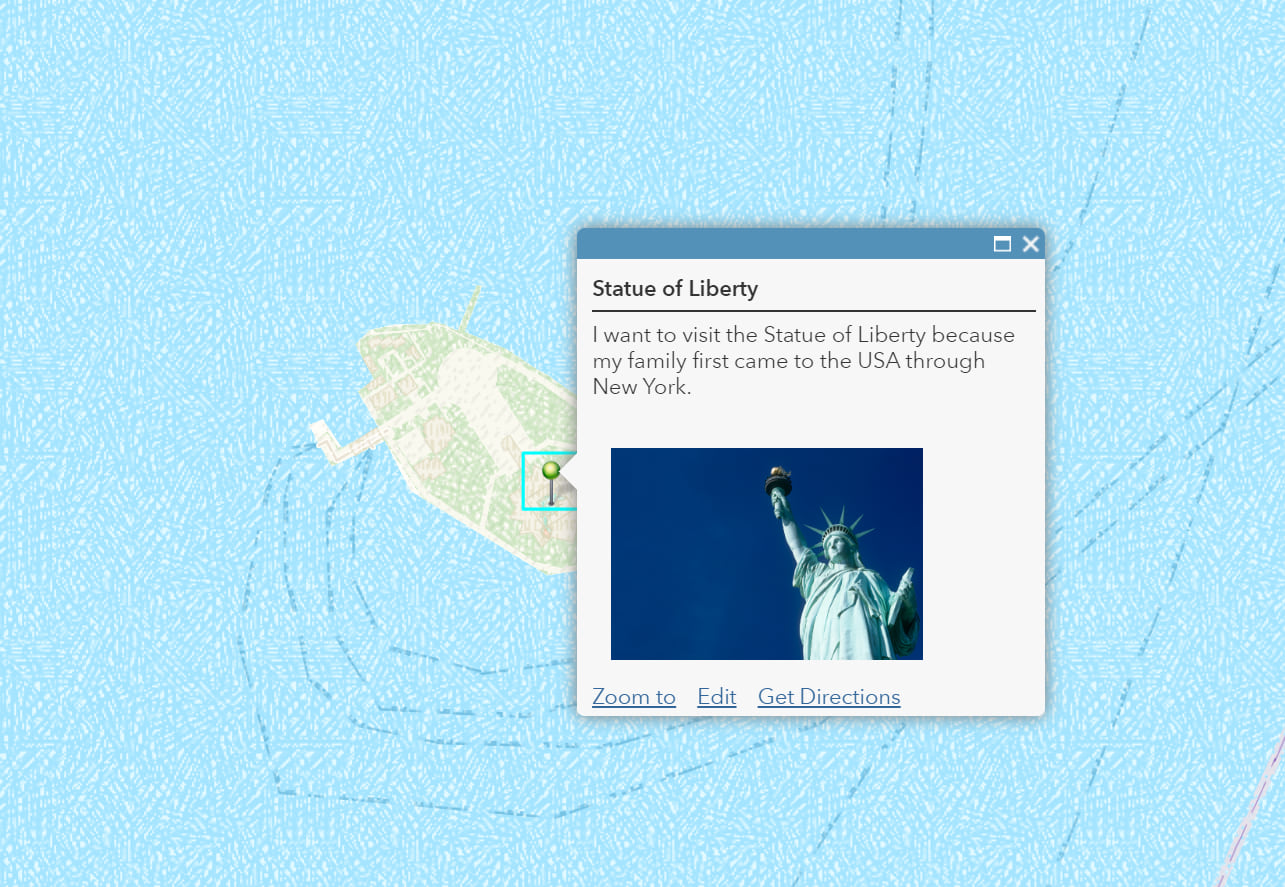 pin pop up for the Statue of Liberty