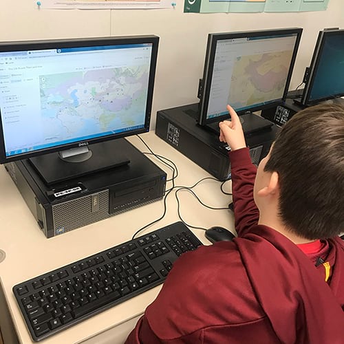 Students use GeoInquiries and ArcGIS Online