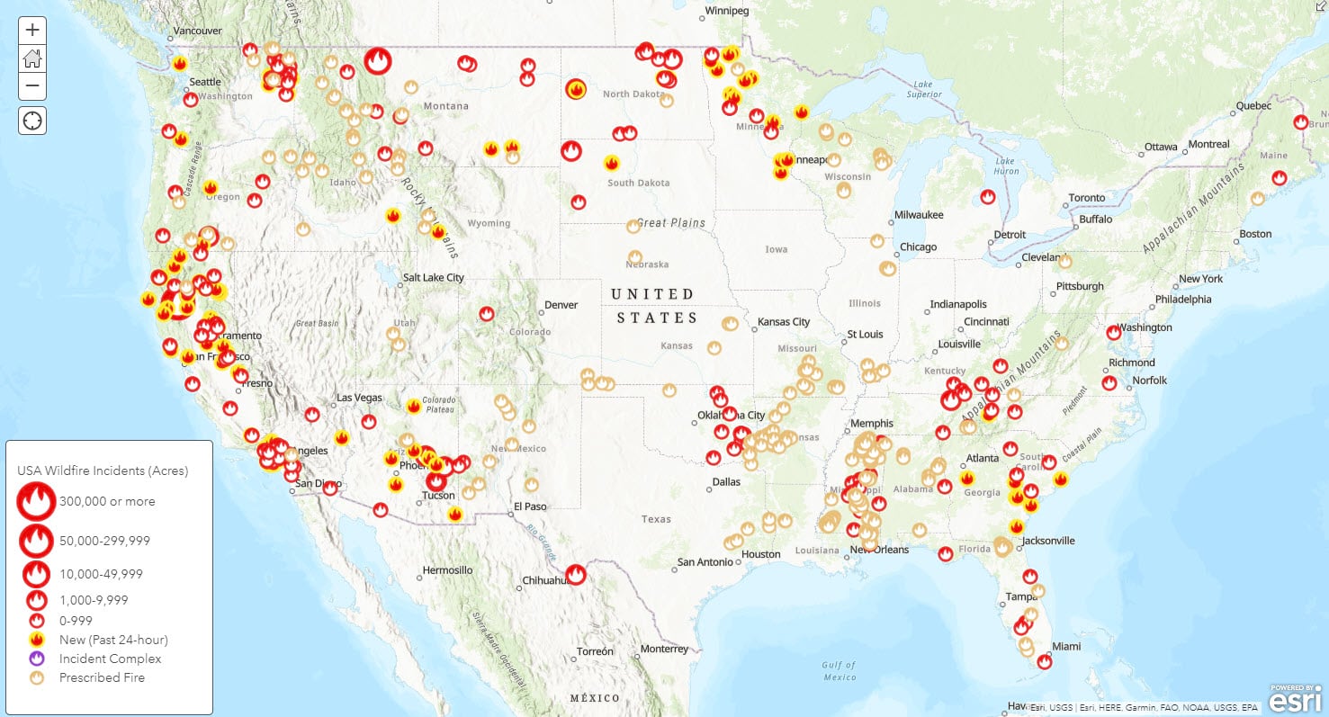 map of current wildfires 2022
