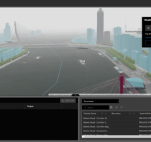 Explore project sites, assets, and planning scenarios in foggy conditions using the Weather tool in ArcGIS GeoBIM.