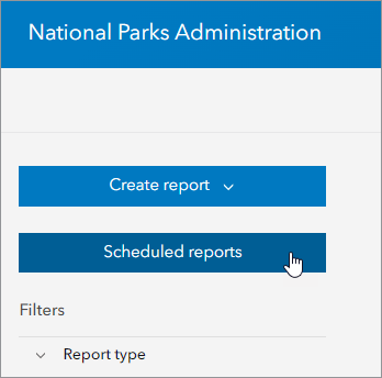 Reports tab with Scheduled reports button highlighted