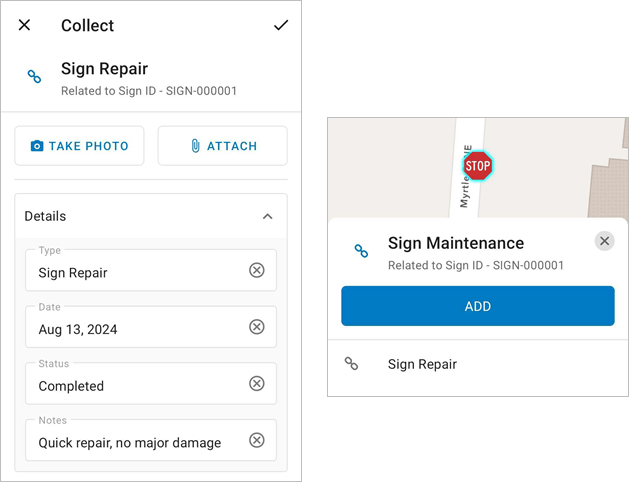 Sign maintenance form and record