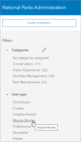 Filters pane with User type filter expanded and Mobile Worker selected