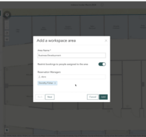 ArcGIS Indoors workspace areas for streamlining reservations.