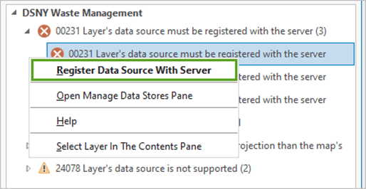 Register data source with the server