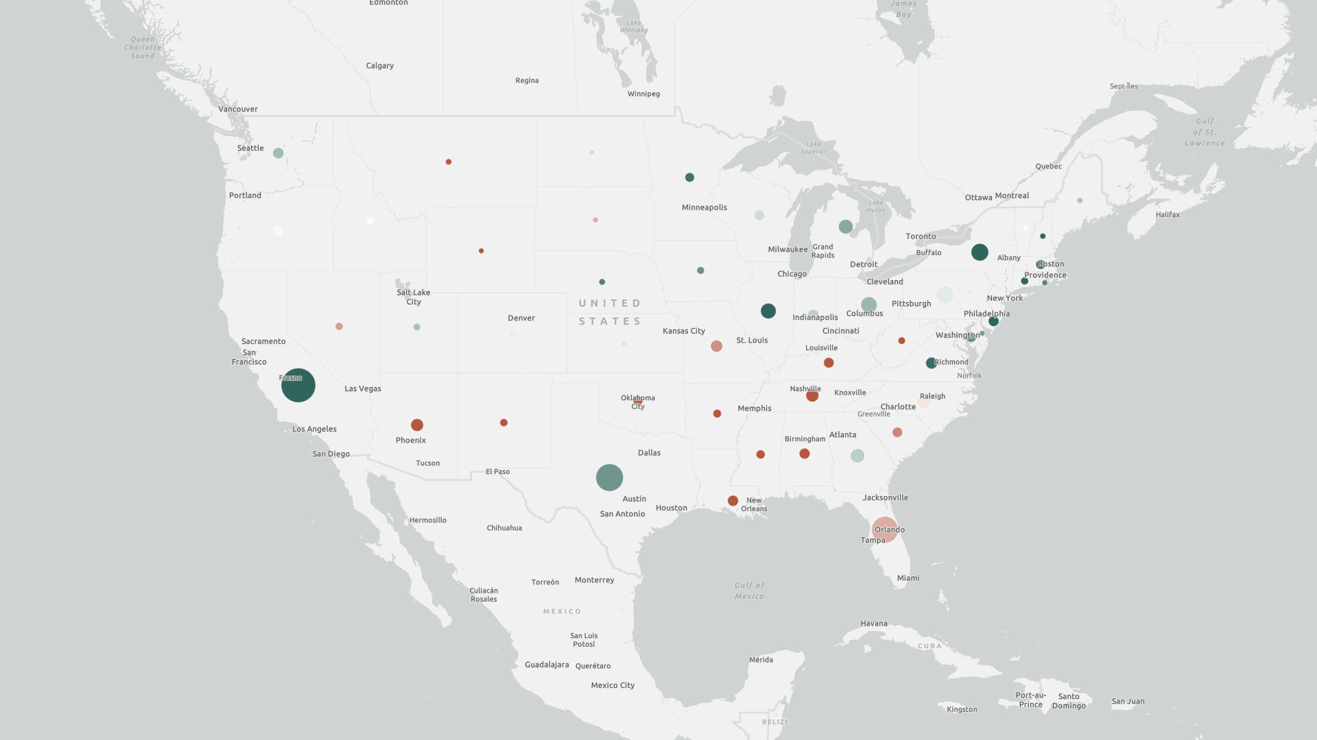 A map centered on the United States lower 48 states, which summarize the count, and rates, of accidental deaths in each state.