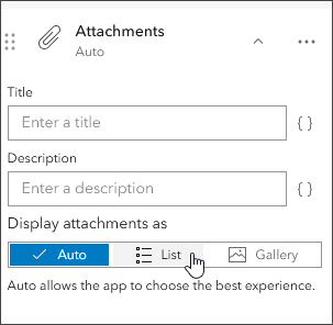 Attachments element settings