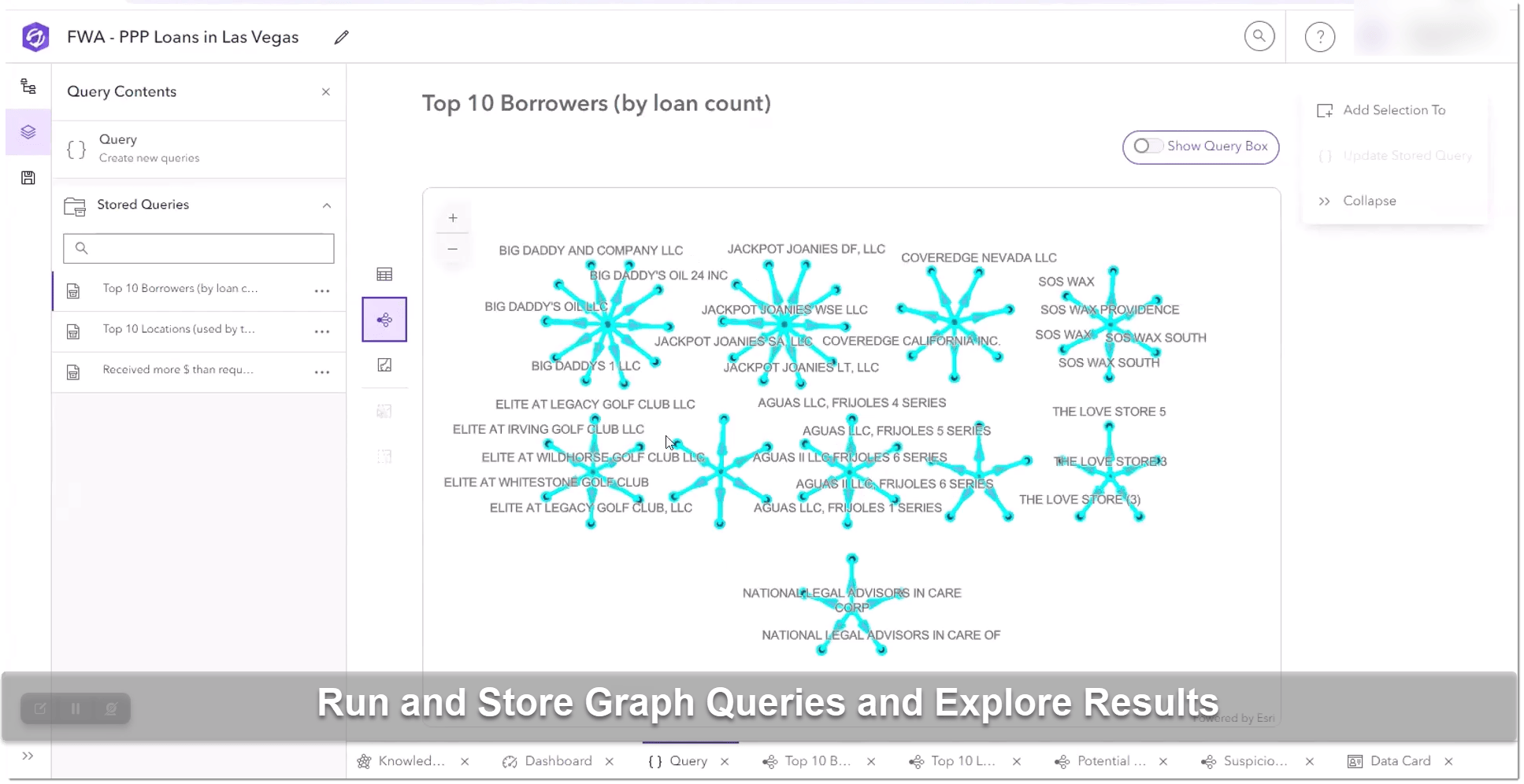 Run powerful graph queries, explore results, and save new queries for others to use.
