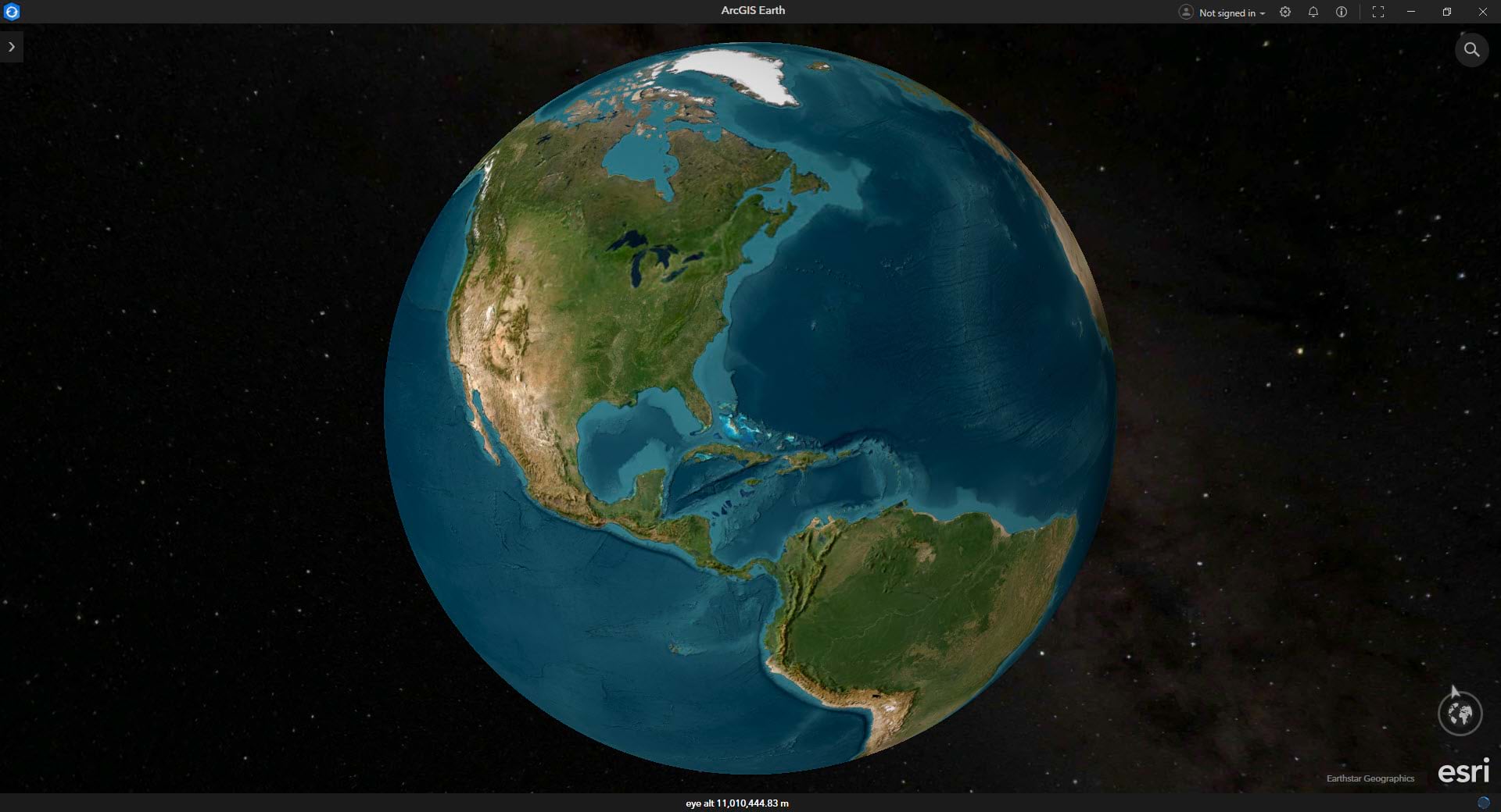 Image depicting a screenshot of ArcGIS Earth's new realistic stars background.