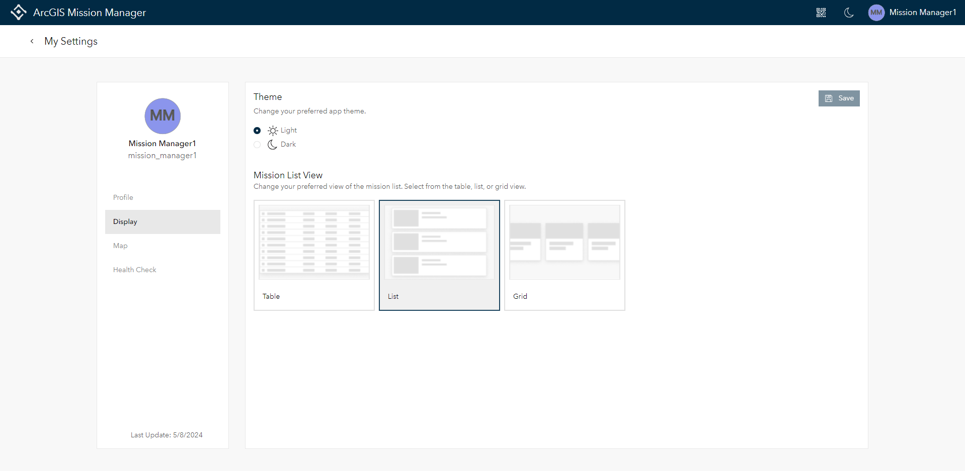 User Settings - Display Layout Preferences