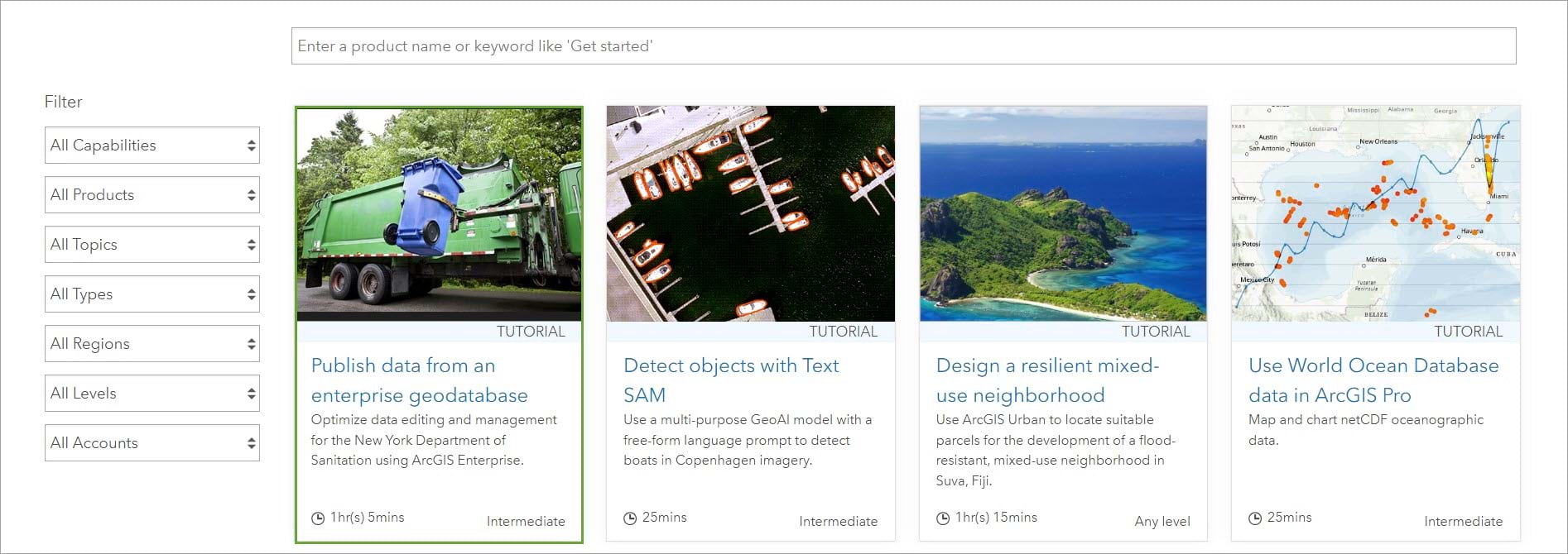 The Learn ArcGIS gallery
