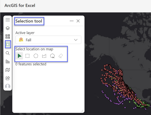 ArcGIS for Excel Selection tools