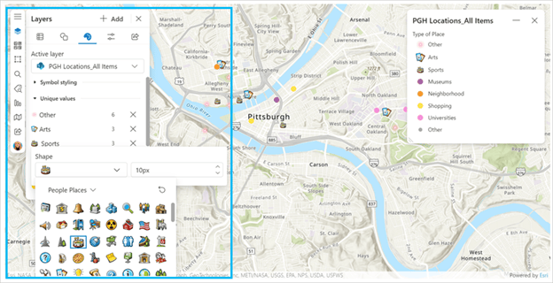 ArcGIS for SharePoint Layers pane Symbology tab