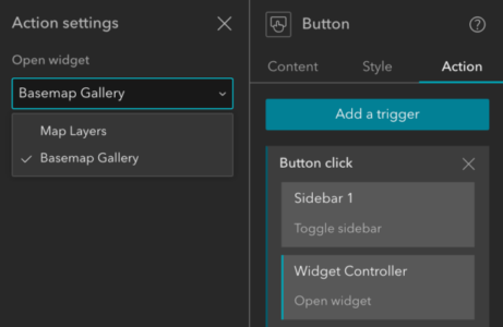 Click a button to open a widget in Widget Controller