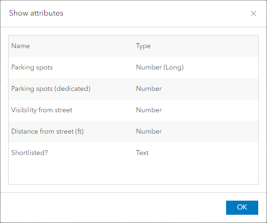 Show attributes window