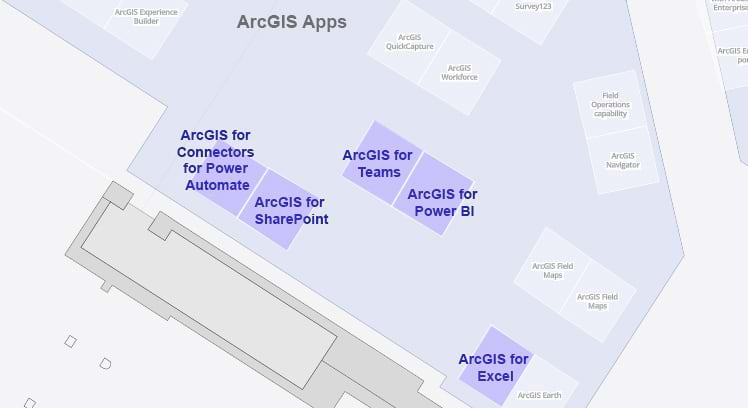 Map of the ArcGIS apps area