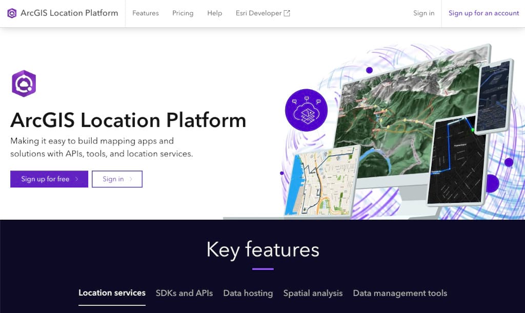 Screenshot of the new ArcGIS Location Platform site