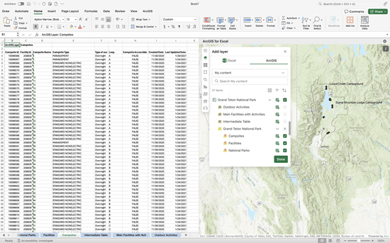 ArcGIS for Excel hosted tables