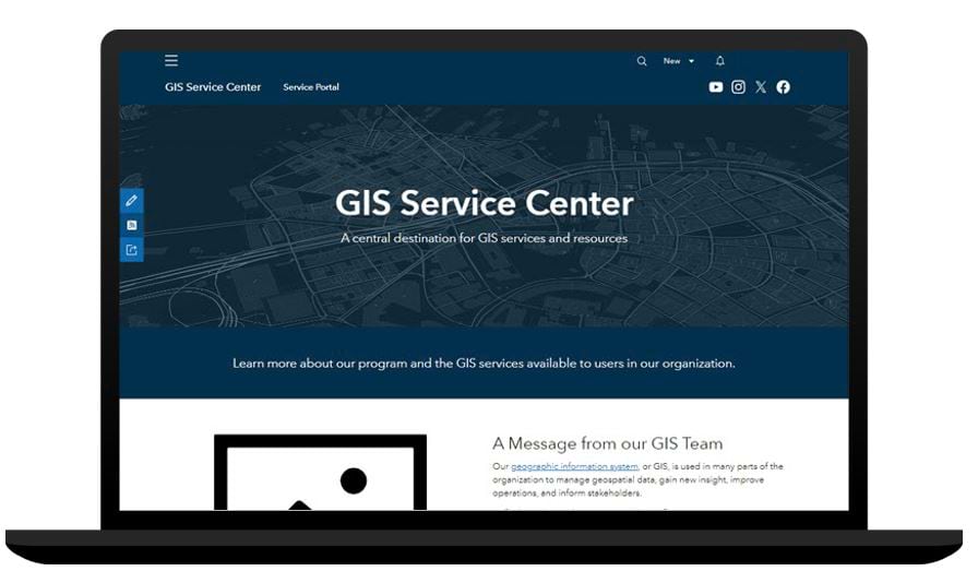 An image of the included ArcGIS Hub site.